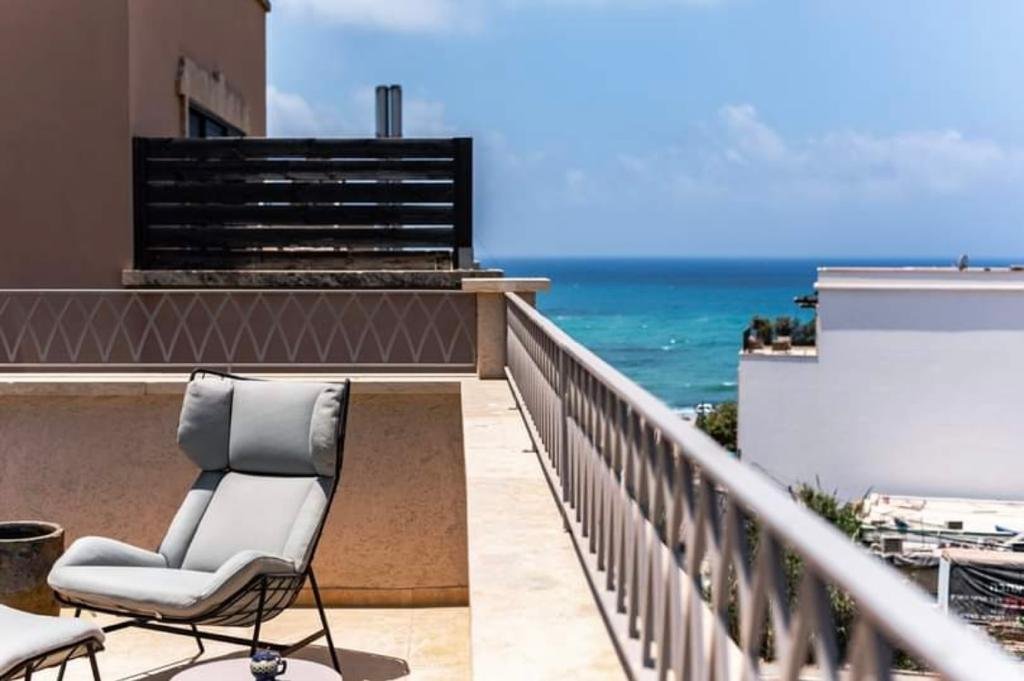 Terrasse avec vue sur la mer, maison de ville à Jaffa Tel-Aviv