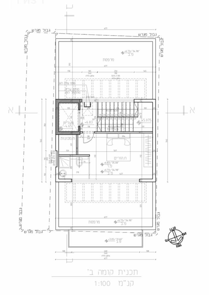 Plan d'étage : suite parentale et deux terrasses, maison de ville Jaffa Tel-Aviv