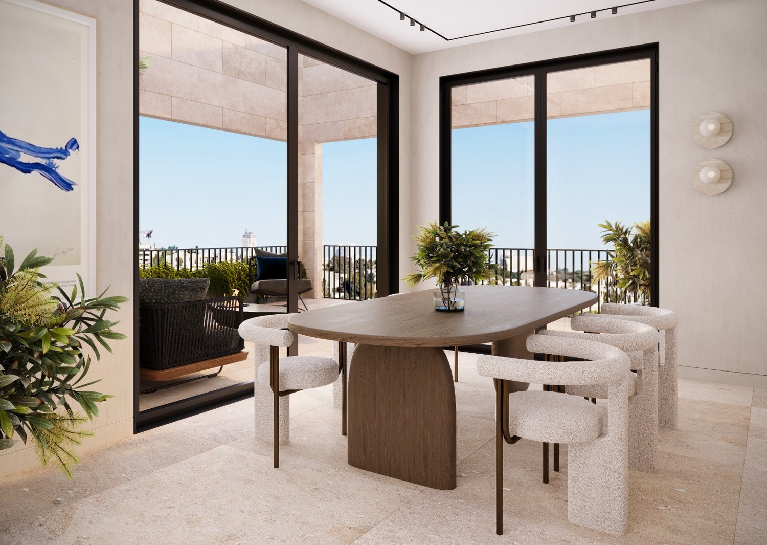 Salle à manger ouverte sur balcon avec vue, Mekor Chaim Jérusalem