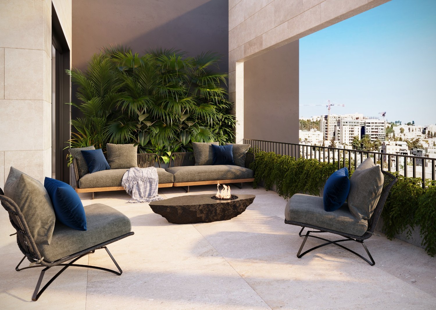 Terrasse aménagée avec vue sur Jérusalem, projet Mekor Chaim