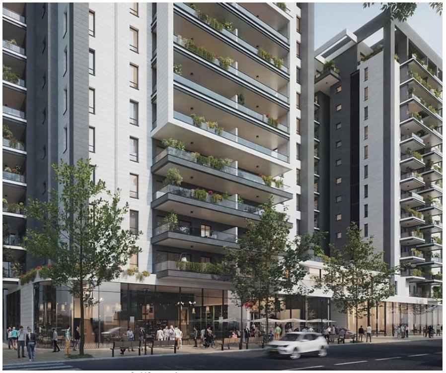 Projet Noya Netanya, façades et commerces en pied d'immeuble, appartements neufs