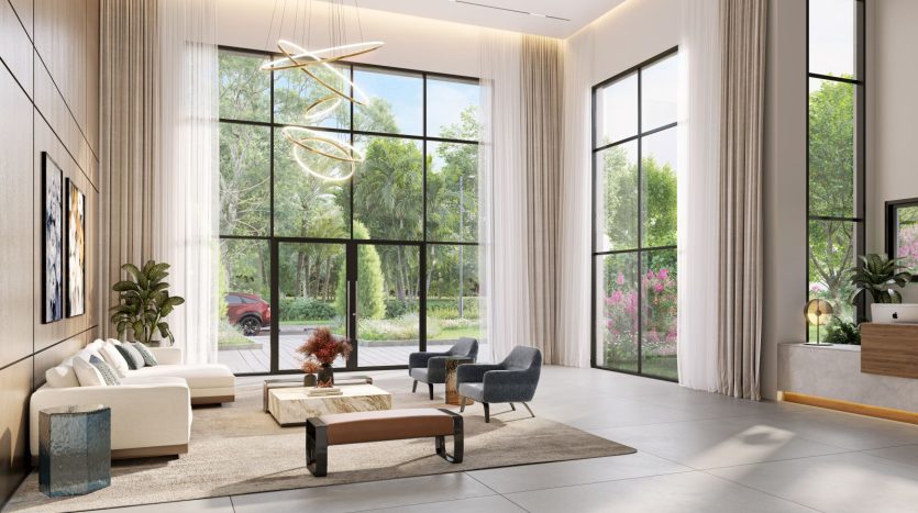 Sejour double hauteur lumineux ouvert sur le jardin, appartement neuf du programme STORY a Netanya