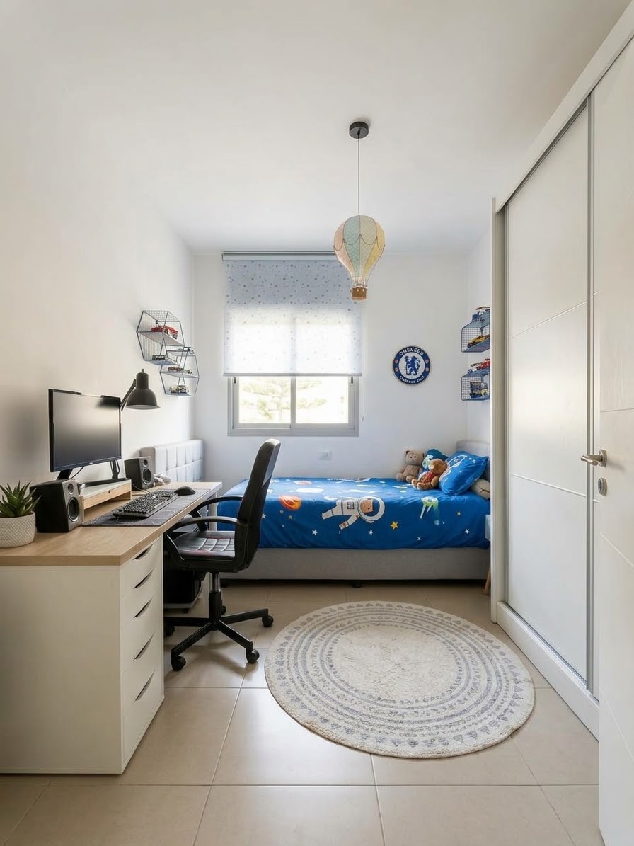 Chambre d'enfant avec bureau d'un appartement à Givatayim