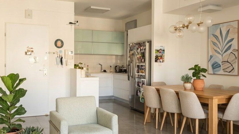 Sejour et salle a manger lumineux d un appartement 4 pieces rue Jabotinsky a Givatayim